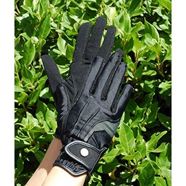 Rhinegold Elite Nubuck Suede Stretch Glove-Medium-Black