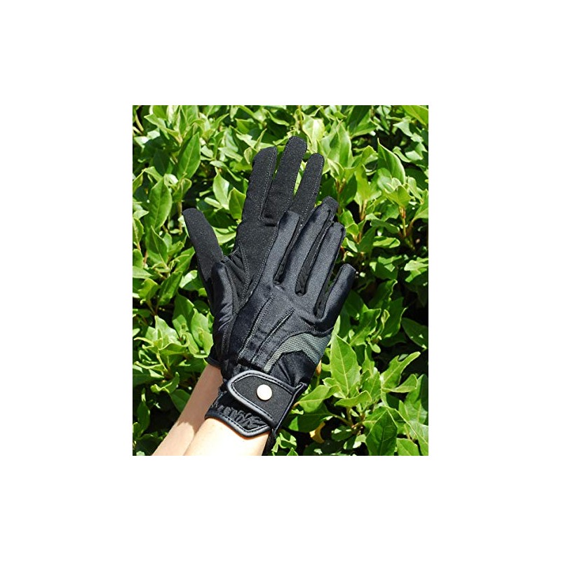 Rhinegold Elite Nubuck Suede Stretch Glove-Medium-Black