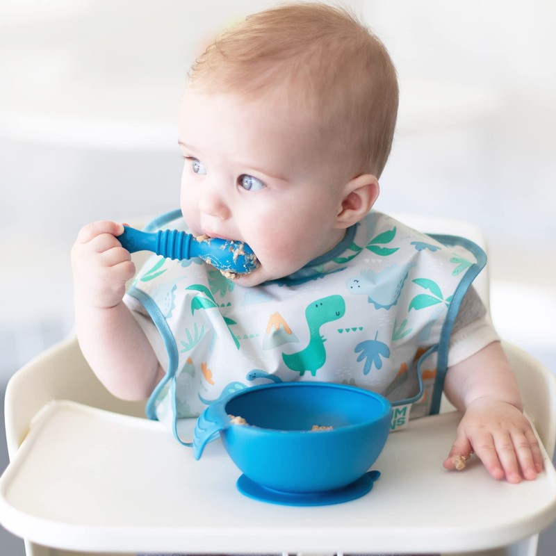 Bumkins Baby Utensil Set, Silicone Trainer Spoons for Dipping, Soft