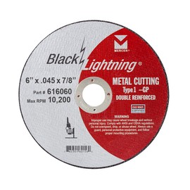 Mercer Industries 616060 - 6" x .045 x 7/8" Type 1 Black Lightning Cut-Off Wheels for Metal (25 pack)