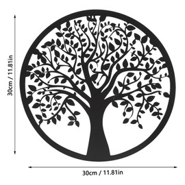 Tree of Life Wall Art Decor Metal Family Hanging Plaque, Round Circle Classic Birds Design, Sturdy Metal Construction, for Home Office Kitchen Entryway Garage
