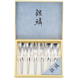 Tamahashi GR-107 Silver Scale Cutlery Set, Stainless Steel, Made in Japan, Pair, 6-Piece Set