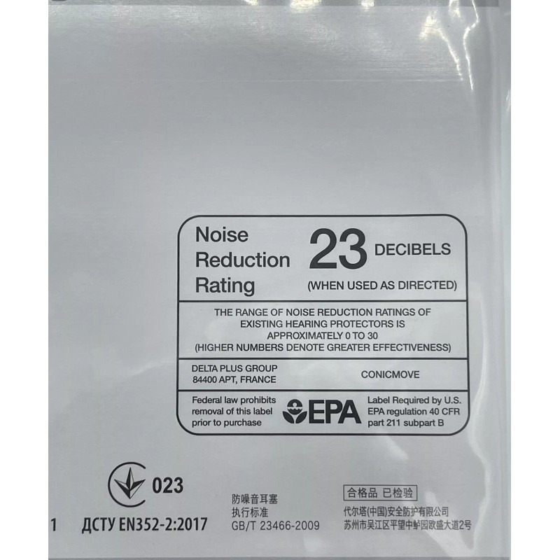 Delta Plus Hearing Protection CONICMOVE01 NRR 23 Decibels