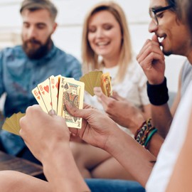 ISIYINER Playing Cards Waterproof Poker Cards Game Playing Cards for Family Party Pack of 2 (Gold Foil & Silver Foil)