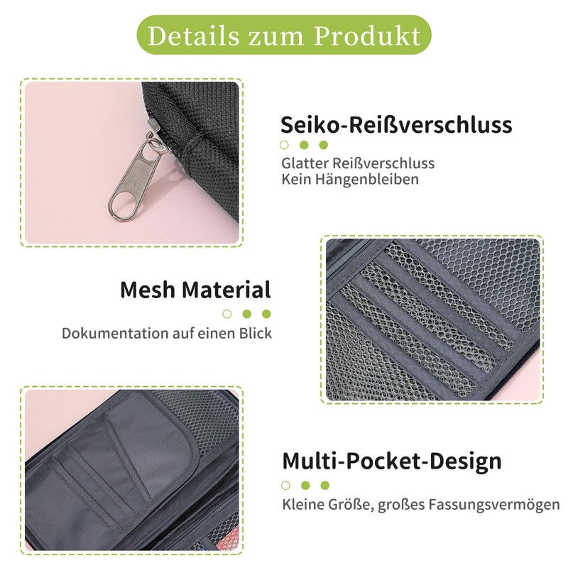 Diffaxy Passport Bag, Passport Organiser with Large Capacity, Portable Passport