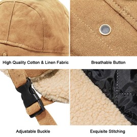 Peicees Vintage Aviator Hat and Goggles Costume Accessories Fur Ear Flaps Trooper Trapper Pilot Cap for Men Women, Khaki Hat with Copper Goggles