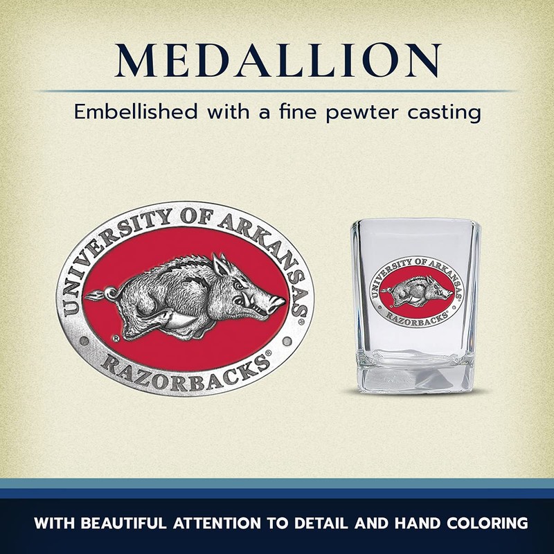 Heritage Pewter University of Arkansas Square Shot Glass | Hand-Sculpted