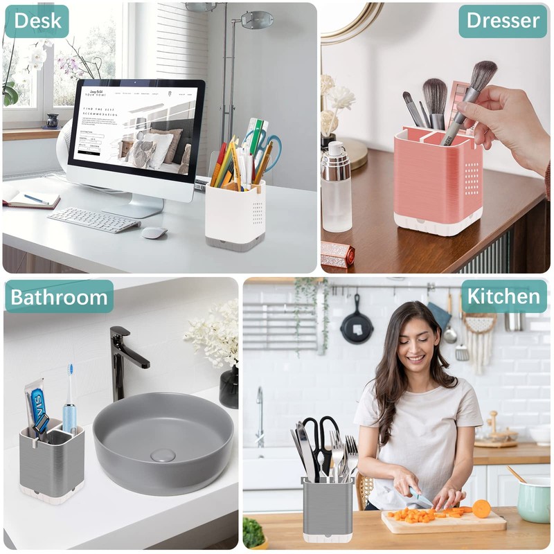 Boperzi Toothbrush Holder Toothpaste Organizer Drainage for Bathroom Vanity, Detachable