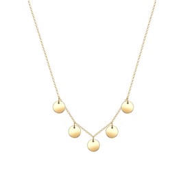 Elli Women's 925 Sterling Silver Gold Plated Circle Geo Minimal Necklace of Length 45 cm