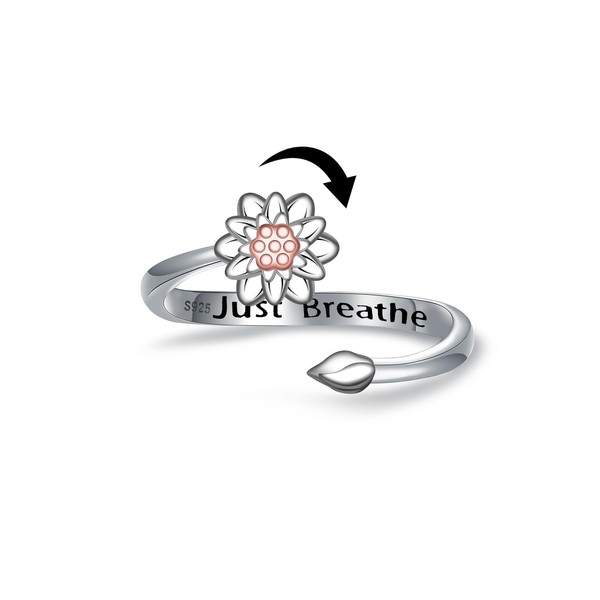 Lotus Flower Spinning Fidget Rings - 925 Sterling Silver Just