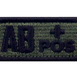 AB Type + Tactical Blood Type Embroidered Velcro Patch Olive and Black