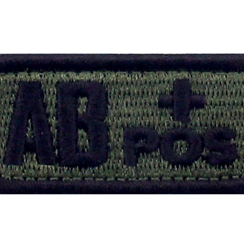 AB Type + Tactical Blood Type Embroidered Velcro Patch Olive