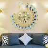 Iron Modern Wall Clock Large 3D Peacock Shape Non Ticking