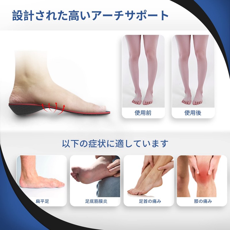 Insole, Shock Absorption, Standing Work, Flatfoot, Insole, Antibacterial, Deodorizing, No