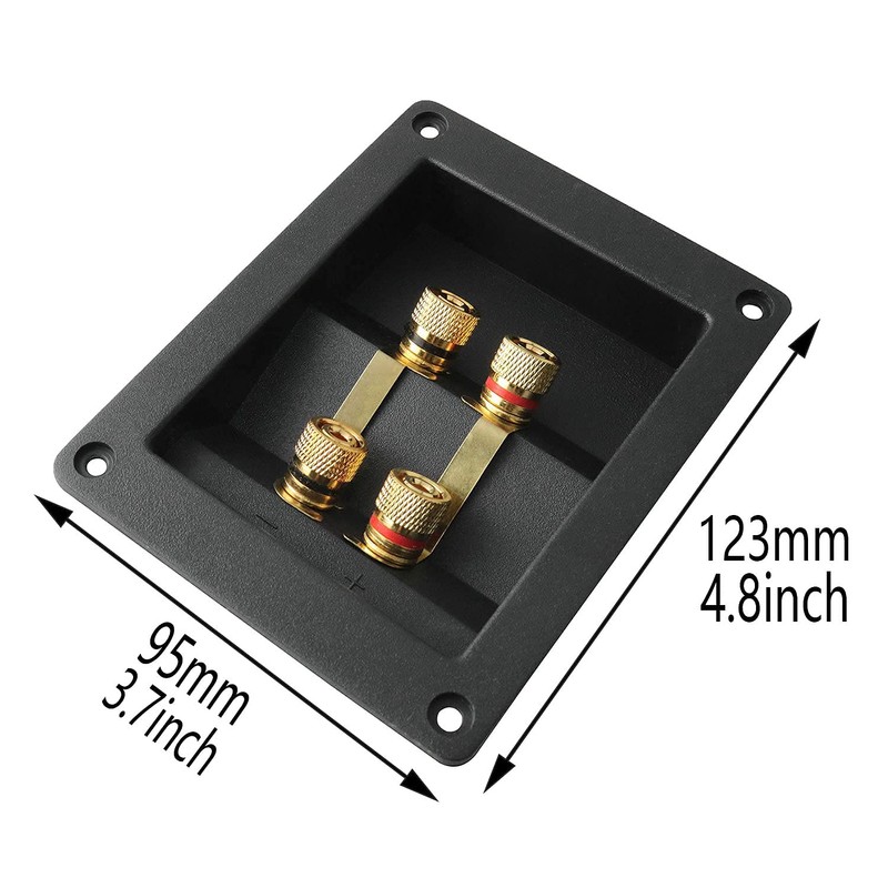 ZZLZX 1PC Copper 4-Position Terminal Junction Box, Post 4 Speaker