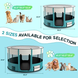 Foldable Playpen for Dogs, 110cm*110cm Waterproof Portable Dog Cat Crate Pet Exercise Kennel Tent, Puppy Kitten Cage with Shade Cover, Indoor House Outdoor Travel Use for Dog, Cat, Rabbit, Large