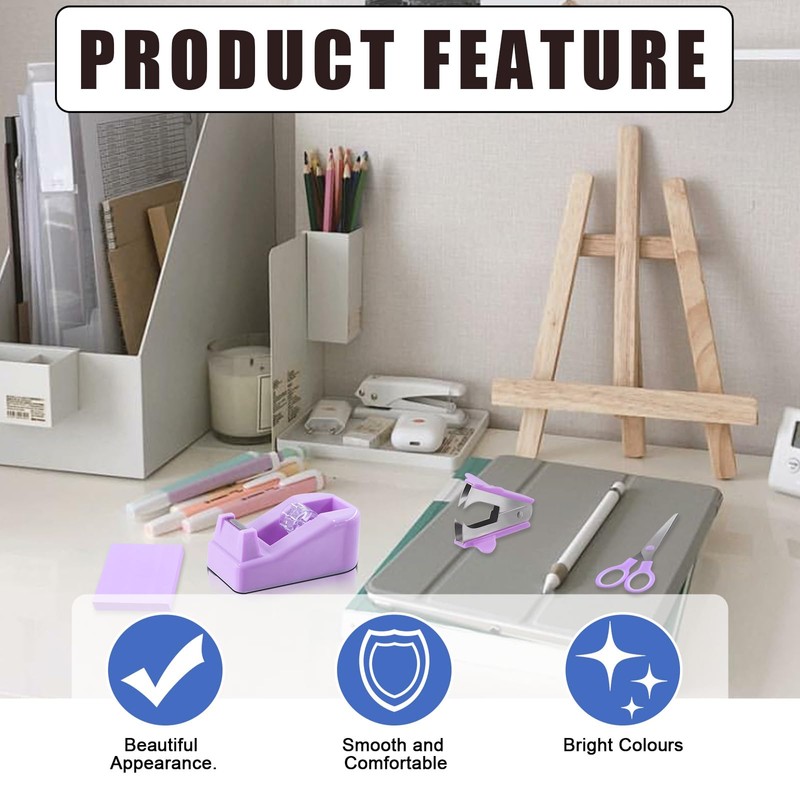 Glarks 1008pcs Purple Office Supplies Kit Desk Accessories Include Stapler,