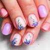 24 Pcs Short Press on Nails Square Flower Fake Nails