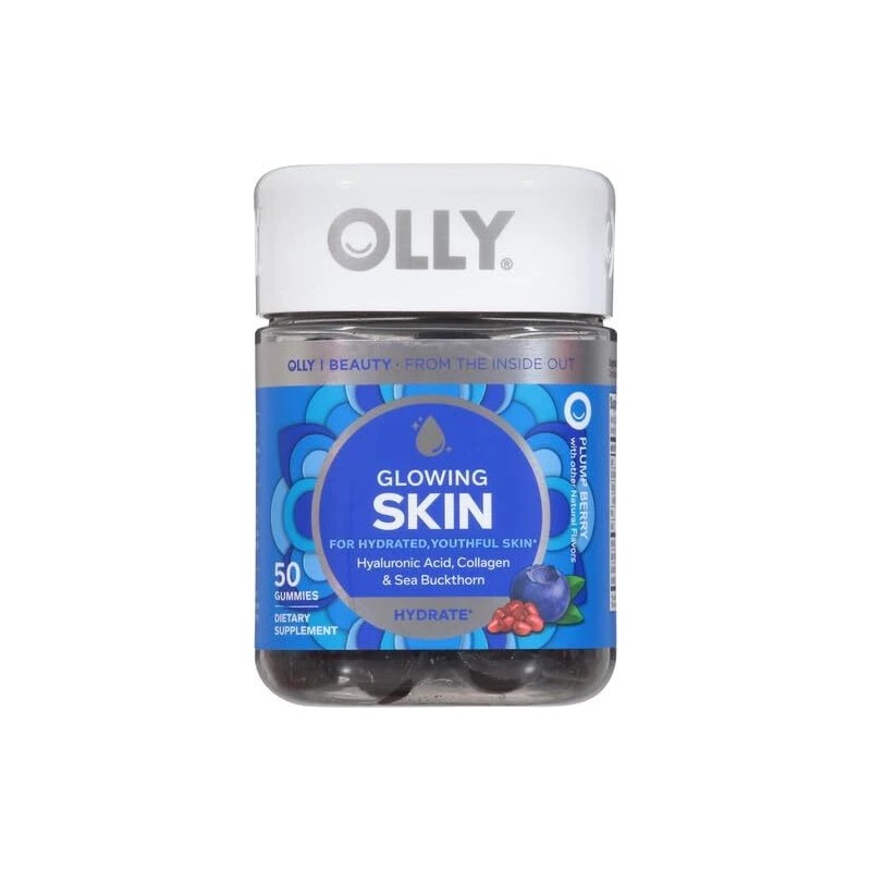 OLLY Glowing Skin Gummies 50 Count with Hyaluronic Acid Collagen
