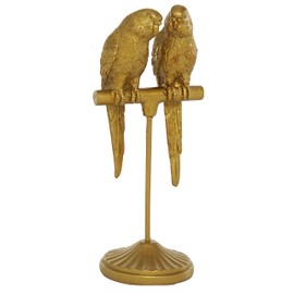 Deco 79 Polystone Parrot Decorative Sculpture Home Decor Statue, Accent Figurine 3" x 3" x 9", Gold