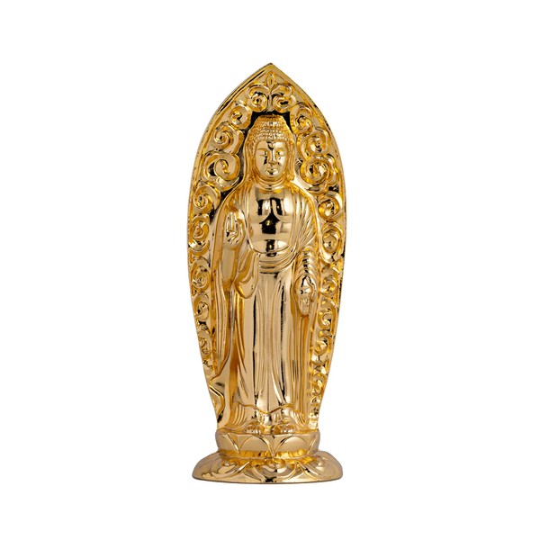 Buddha Statue Standing Amitabha Buddha Statue (Small 2.9 inches (7.3 cm) (Gold Plated/24K Gold) Buddha Statue: Kagaaki Watanabe, Original Sculptor: (born in the Year of the Inu) Zodiac Protection
