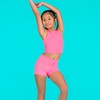 Destira Girls Gymnastic High Waisted Shorts, Neon Pink - Compression