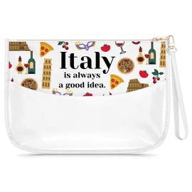 Italy Travel Gifts for Women Clear Makeup Bag Italy Lover Gifts Italy Themed Present for Traveller Friends Sister Cosmetic Bag Birthday Christmas Italian Bachelorette Party Favors Travel Pouch