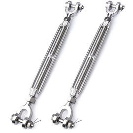 hannger 2Pcs 5/16 Turnbuckle M8 304 Stainless Steel Turnbuckle, 2100 lbs Working Load Limit, Jaw and Jaw Turnbuckle for Cable Wire Rope Tension, Zipline, Shade Sail