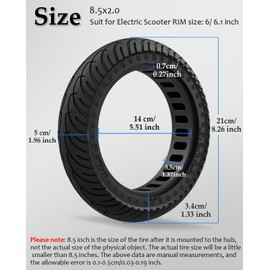 Felixstory 8.5x2.0 Inch Solid Tire, Fit for 50/75-6.1 8 1/2x2 Orignal Scooter Tire, Non-slip Wear-resistant，Fit for Gotrax GXL V2/Xr/XR Ultra Hiboy S2 Hover-1 Journey 2.0 ELectric Scooter, Black 1pc