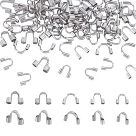 AHANDMAKER 150Pcs Wire Guardian Protectors Stainless Steel U Shape Wire Guard Loops Thread Protector Loop Guard for Earring Bracelet Necklace Pendant DIY Jewelry Making, Platinum