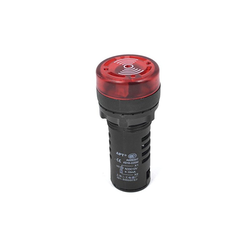uxcell AC/DC 12V 20MA Equipment Signal Light Flash Buzzer Red