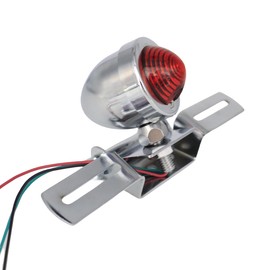 SZYUMO Red Lens Silver Motorcycle Tail Light Brake License Plate Holder Bracket for Stopping Running Lights