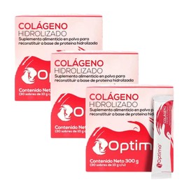 Soy Óptimo | Kit 3 Colágenos Hidrolizados | Sin Sabor - Sin Olor - Sin Azúcar | Suplemento Alimenticio | 30 sobres individuales de 10 g en cada caja (90 Sobres en total por las 3 cajas)