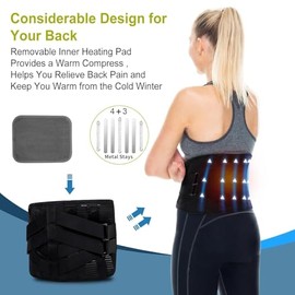 HONGJING Back Support Belt with Heat for Lower Back Pain Relief