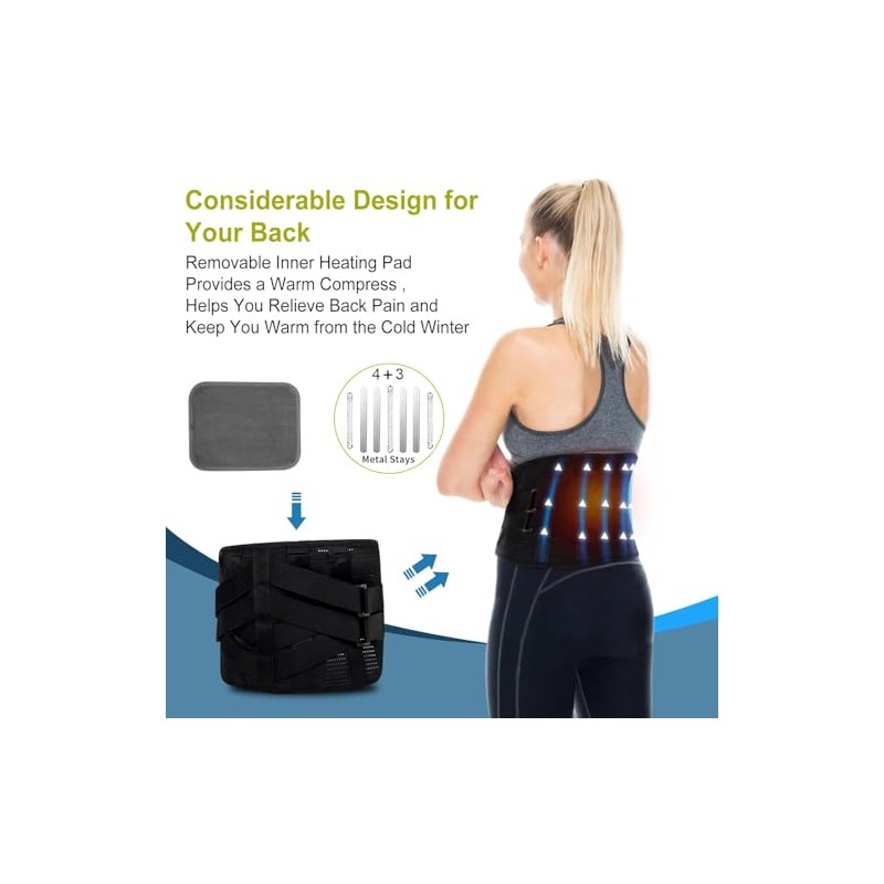 HONGJING Back Support Belt with Heat for Lower Back Pain