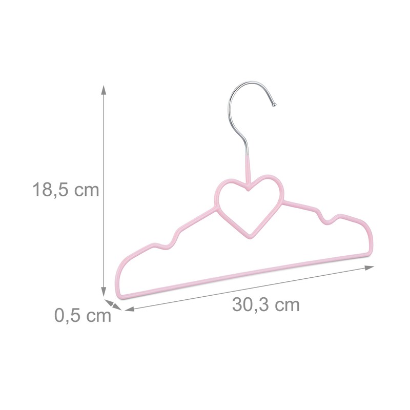Set of 10 Children's Clothes Hangers heart
