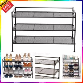 Berkley Jensen Heavy duty metal mesh shoe rack organizer storage for closet 3 tier stackable NW