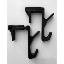 SquirrelBox High Strength; Universal Fit; Cubicle Wall Double Hook; Adjustable (1.8" to 3.5"); Pack of (2); Black