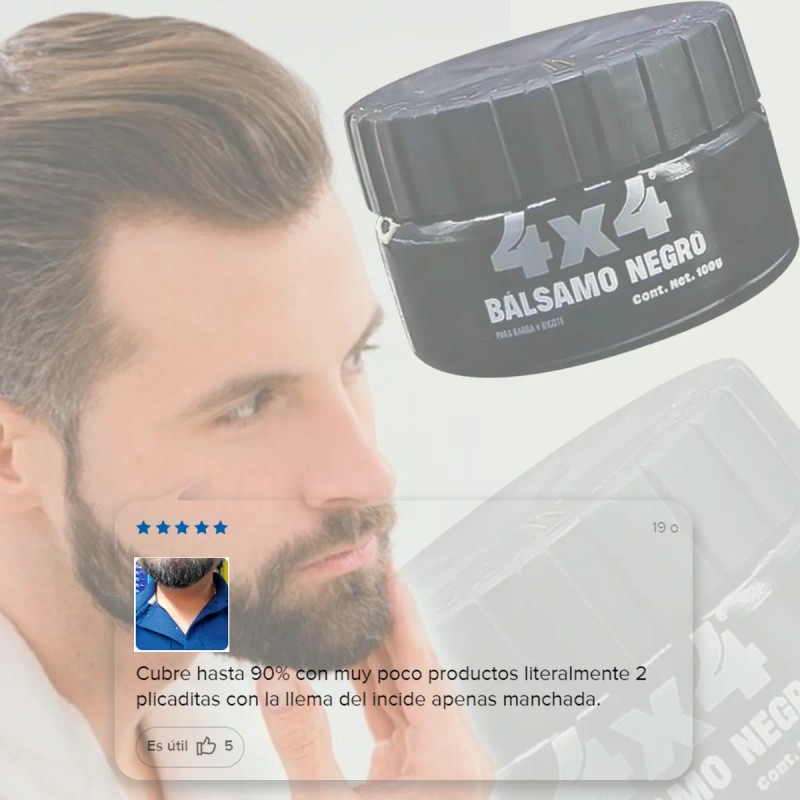 Cera Balsamo Barba Bigote Cubre Canas Color Negro 4x4 100grs