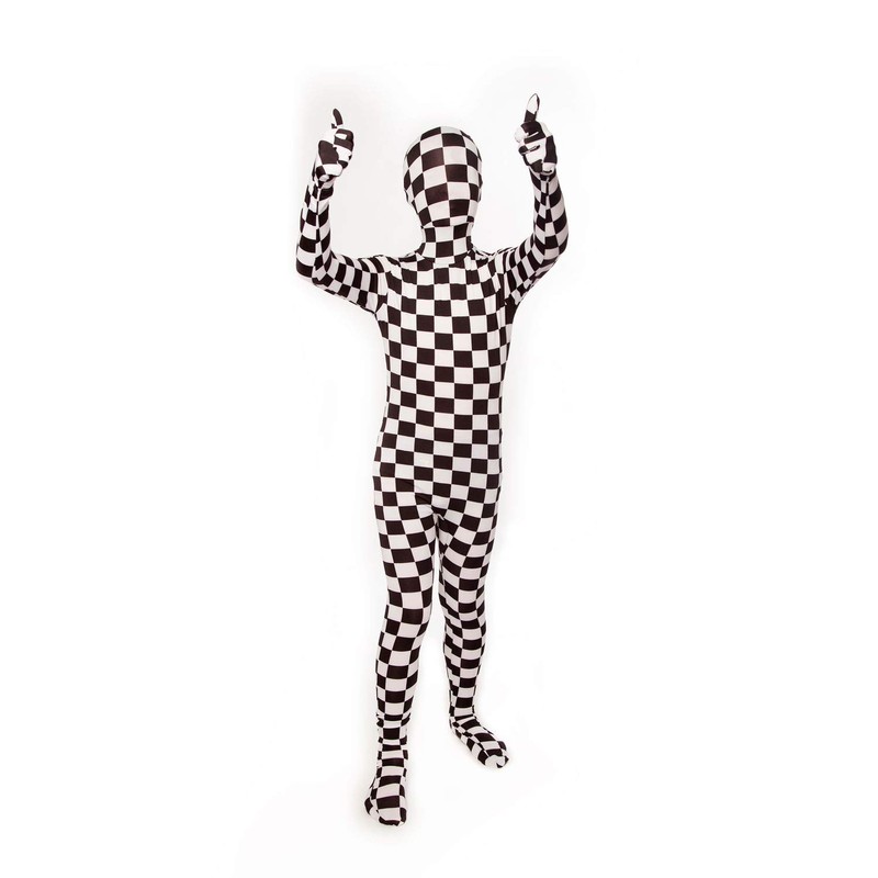 Morphsuits Black and White Check Kids Fancy Dress Costume -