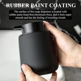 BosilunLife Foam Hand Soap Dispenser - 12 oz Bathroom Lotion Hand Pump Dispenser Black Foaming Hand Soap Dispenser Ceramic Dish Liquid Dispenser for Kitchen Hand Wash Dispenser (Rubber Paint)