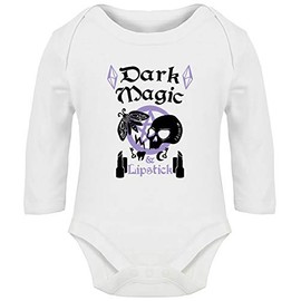 Hippowarehouse Dark Magic & Lipstick Witch Pastel Goth Baby Vest Bodysuit (Long Sleeve) Boys Girls White
