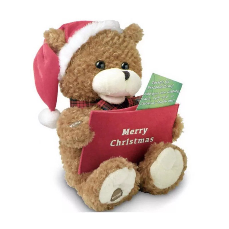Chantilly Lane ANIMATED CHRISTMAS BEAR RECORD/PLAY MESSAGE & SINGS MERRY