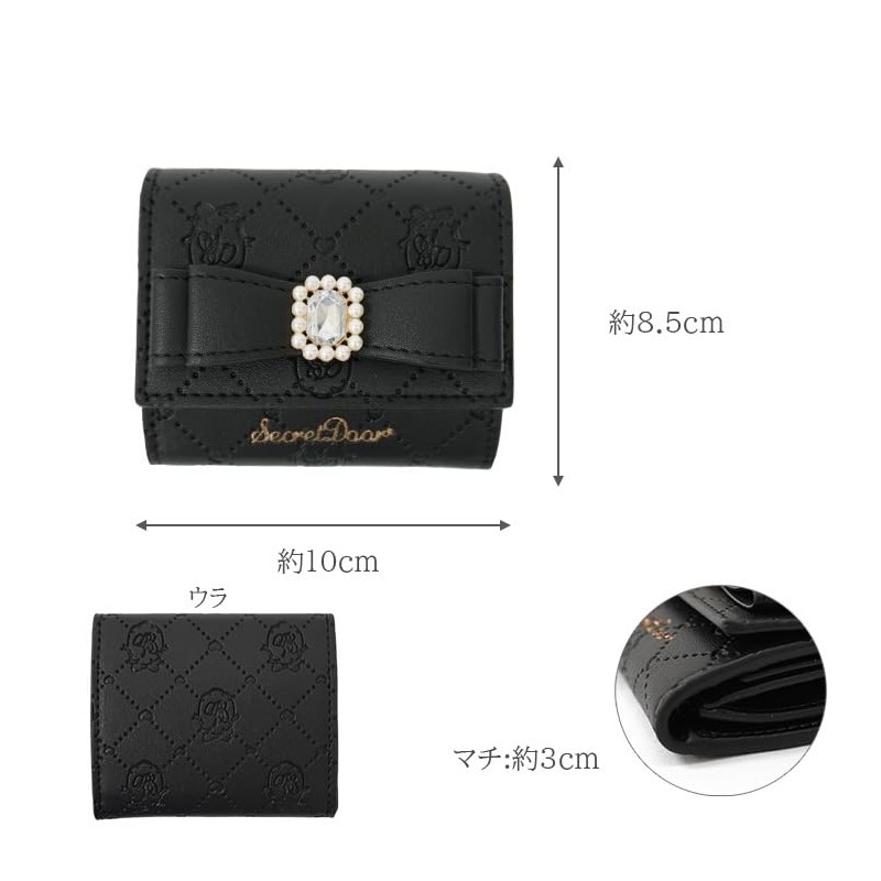 Reborn Company Trifold Wallet Compact Mini Wallet, Women's, Ribbon, Box