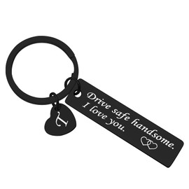 Ximalun Drive Safe Keyring for Him Boyfriend Husband 26 Letter Keyring Gifts for Men Dad Son Drive Safe Handsome I Love You