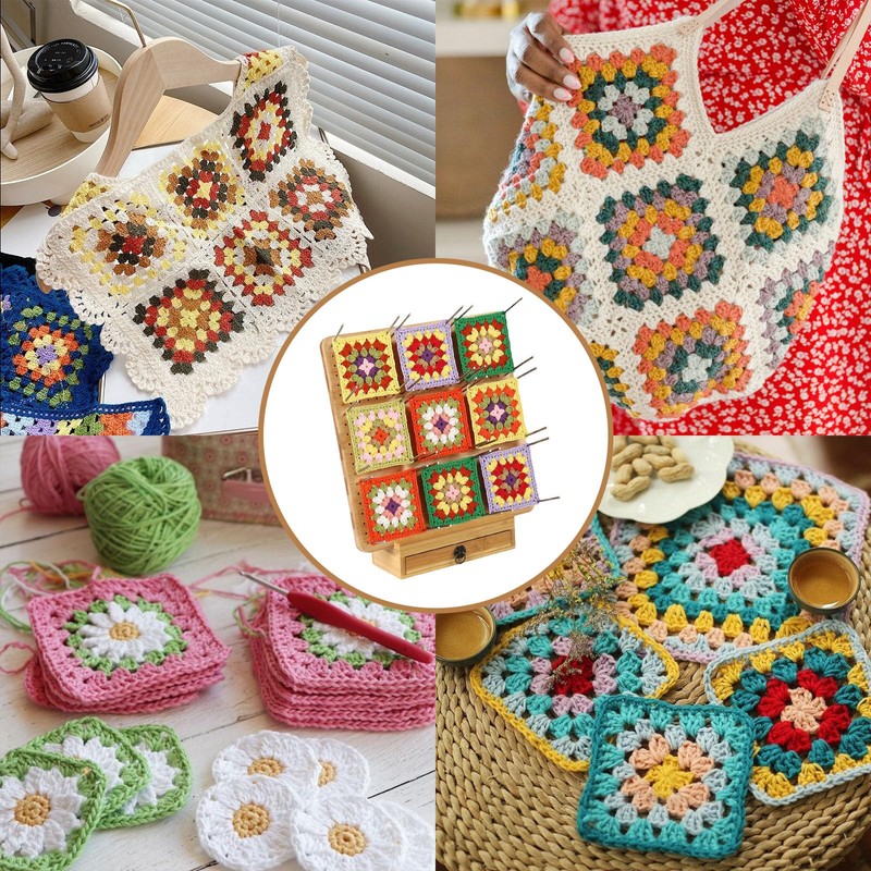 Crochet Blocking Board and Pins Large, Wooden Granny Square Blocking