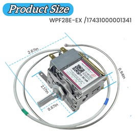 WPF28E-EX / 17431000001341 Temperature Control Thermostat, Refrigerator Thermostat, fit for Midea, Arctic King, Insignia Vissani Chest Freezer Replace WPFE28L-L, Temperature Control Thermostat