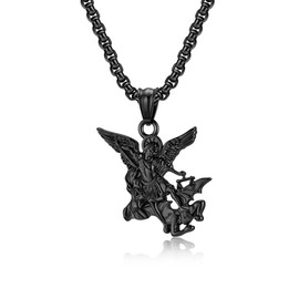 St Michael Pendant for Men Stainless Steel Archangel Necklace Amulet