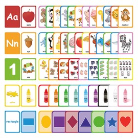 ZazzyKid Flash Cards for Toddlers Learning: 54 Double Sides Flashcards for Alphabets, Numbers, Colors, Shapes - Educational Toys for Preschool