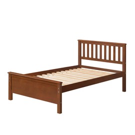 Harper&Bright Designs Wood Platform Bed with Headboard/Footboard/Wood Slat Support/No Box Spring Needed Twin (Walnut.)